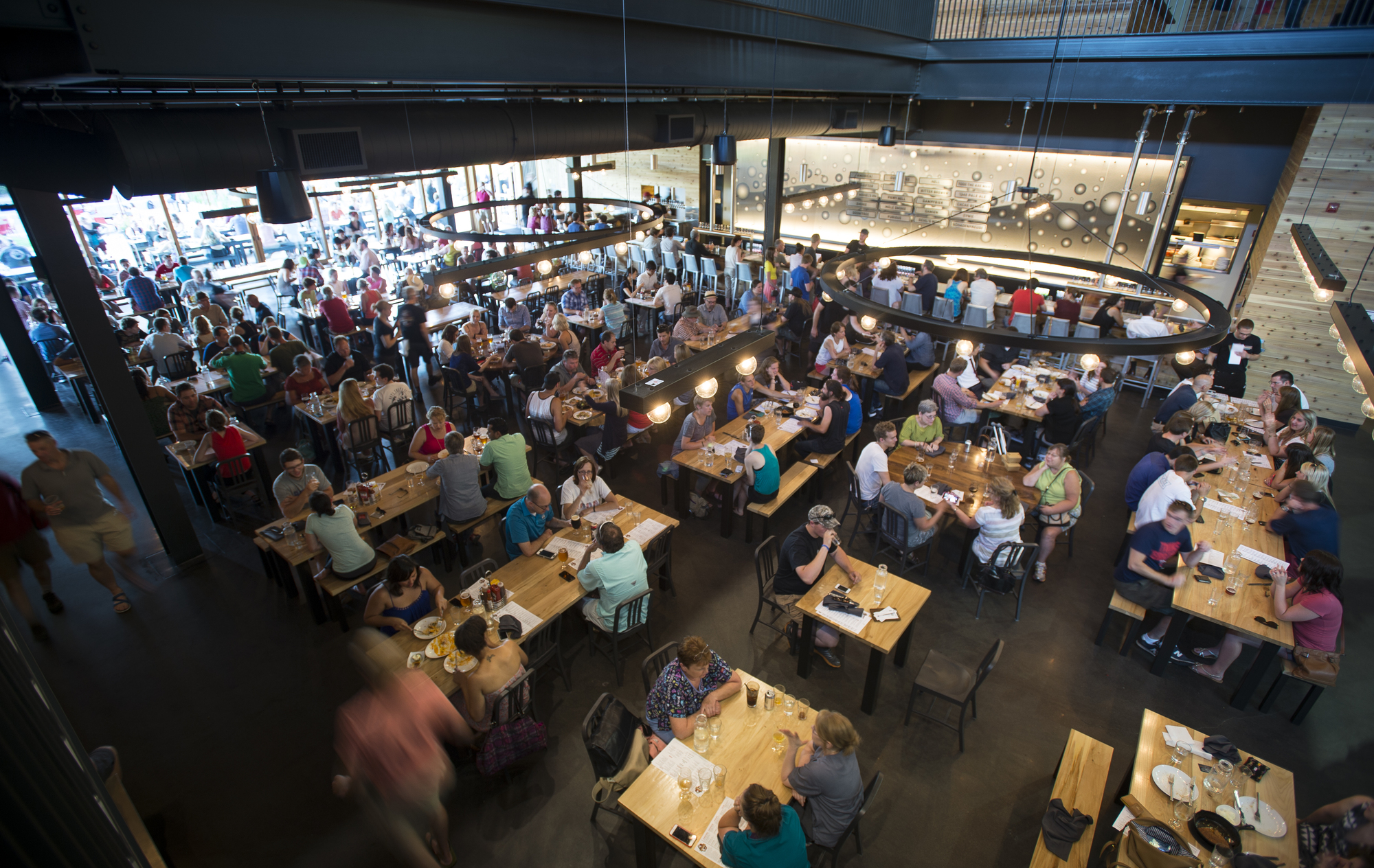 A typically busy day in the first-floor beer hall at Surly Brewing Co. in Minneapolis.