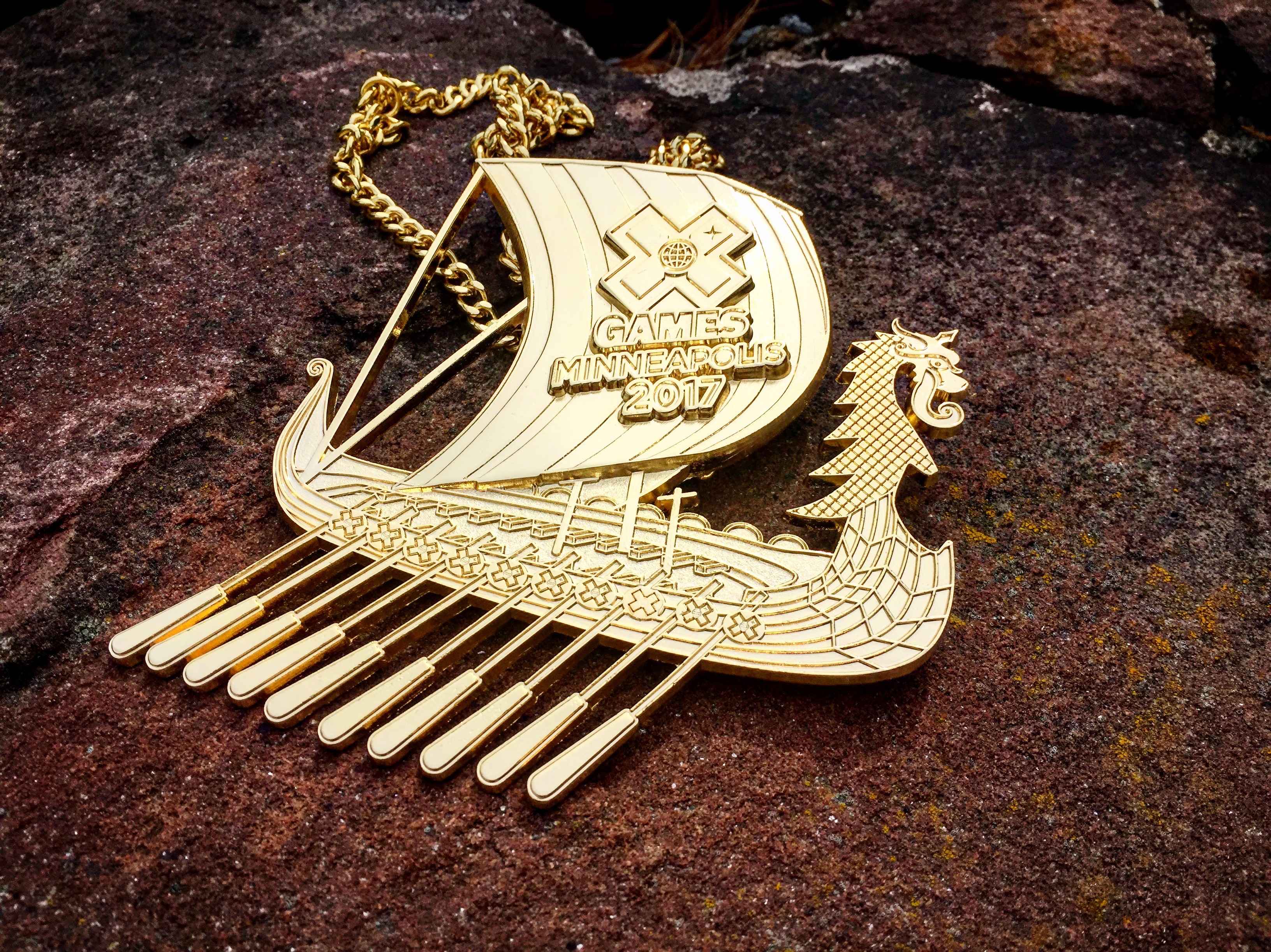 A close-up of the X Games Minneapolis gold medal.