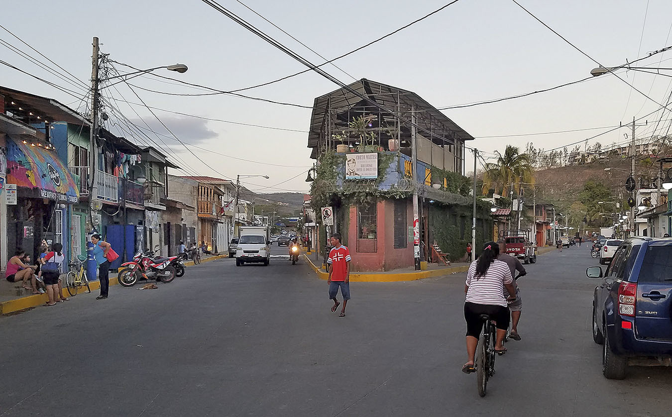 A street scene in San Juan del Sur, Nicaragua, a town popular with surfers, tourists and expats.