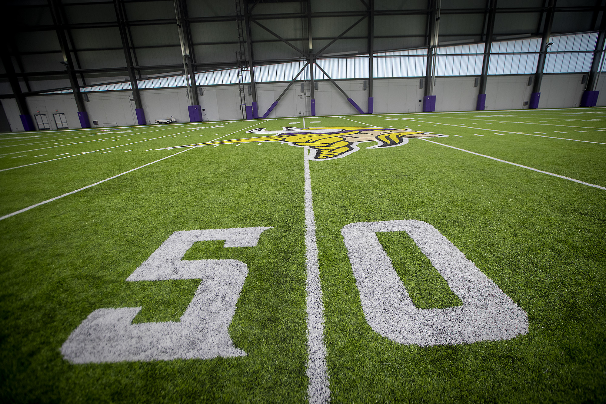 The Vikings indoor practice facility at its new headquarters in Eagan.