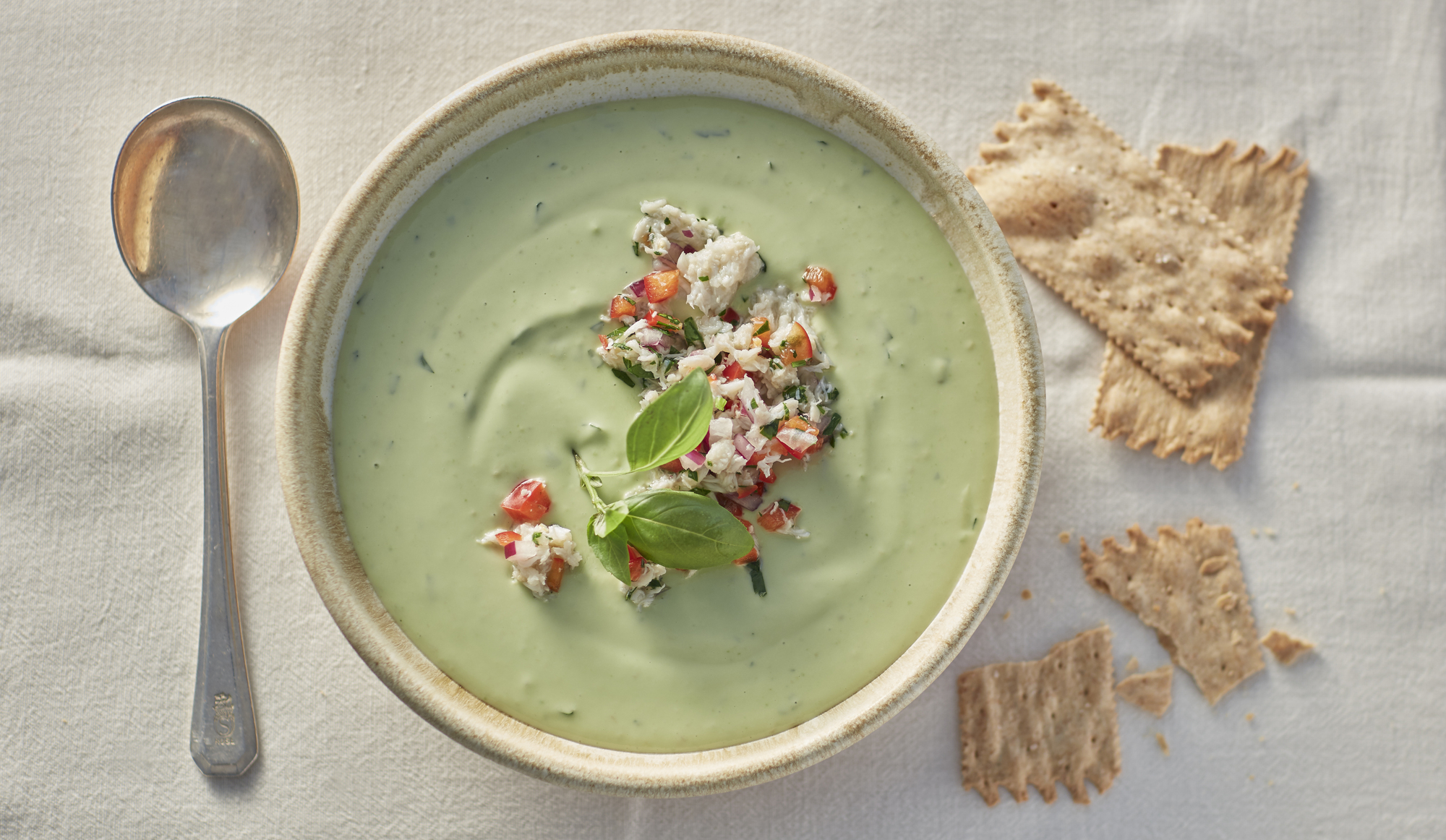 Avocado Soup With Crab Salad. Food styling: Lisa Golden Schroeder.