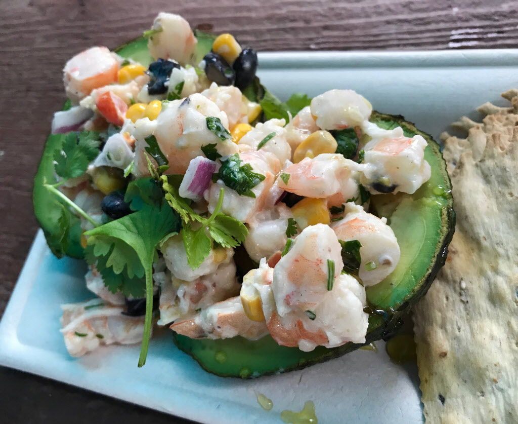 Firecracker Shrimp Stuffed Avocado, the Hideaway, Grandstand, $14. A pleasant shrimp salad, served in underripe, clumsy-to-eat avocados. A country club luncheon (with prices to match) at the fair. Photo by Rick Nelson New food at the Minnesota State Fair 2018