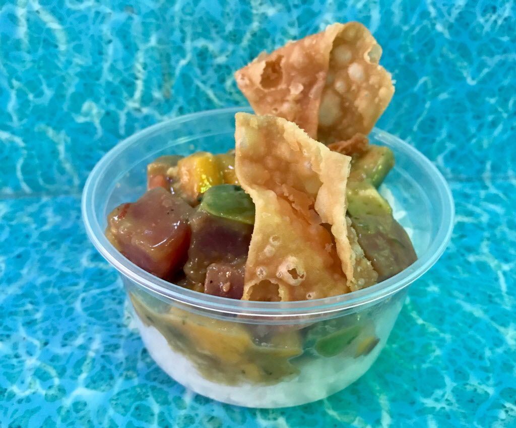 Ahi Tuna Poke, Cafe Caribe, Carnes/Chambers, $9.50. On-trend, and not bad. The coolness of the avocado (and mango) are countered by some chile-fueled heat, and the tuna is fresh. Photo by Rick Nelson New food at the Minnesota State Fair 2018