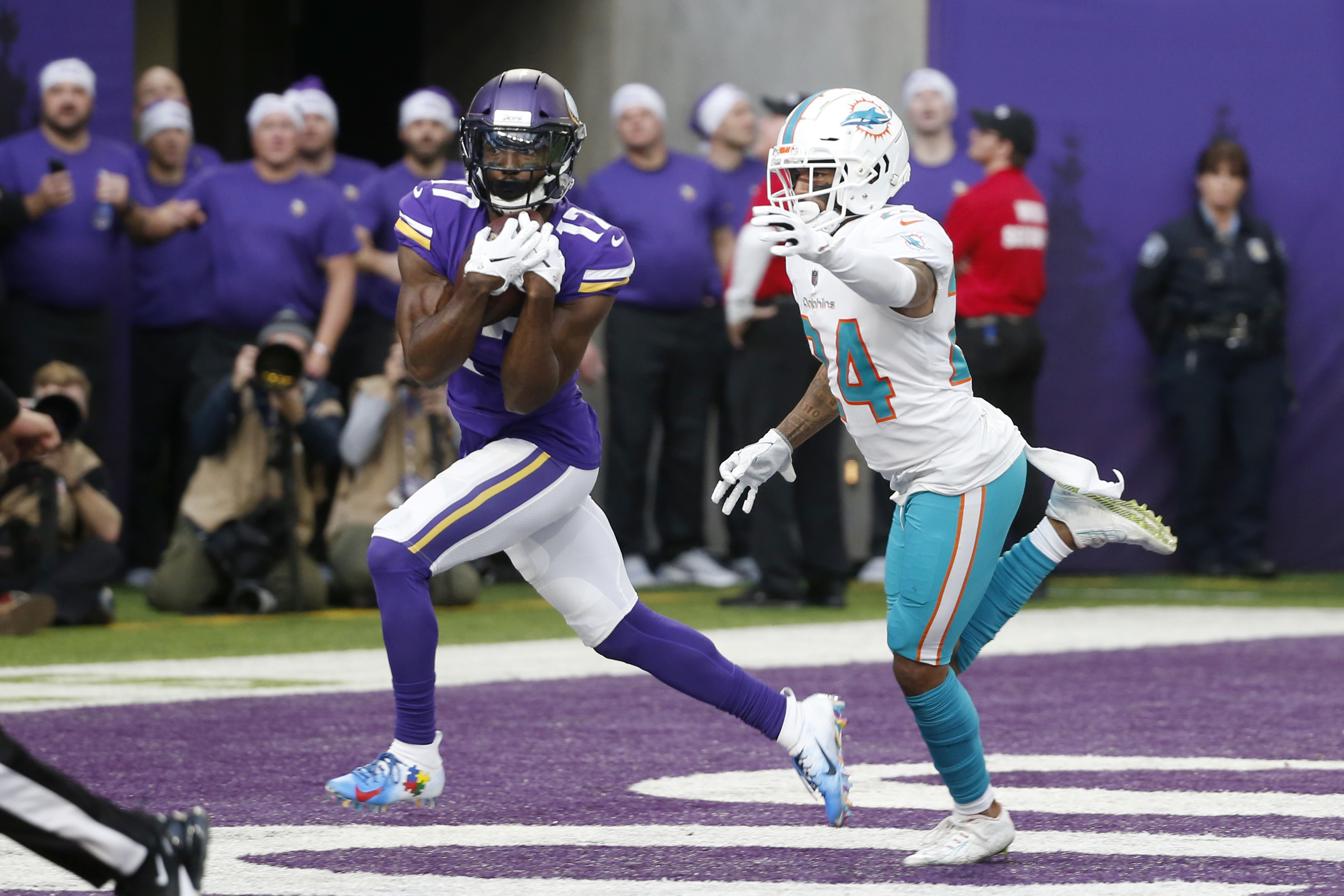 Wide receiver Aldrick Robinson signed with the Vikings in September after being released by San Francisco. Since then, he has proven to be an asset to the team and has meshed well with his teammates and says he's happy to be playing in Minnesota.