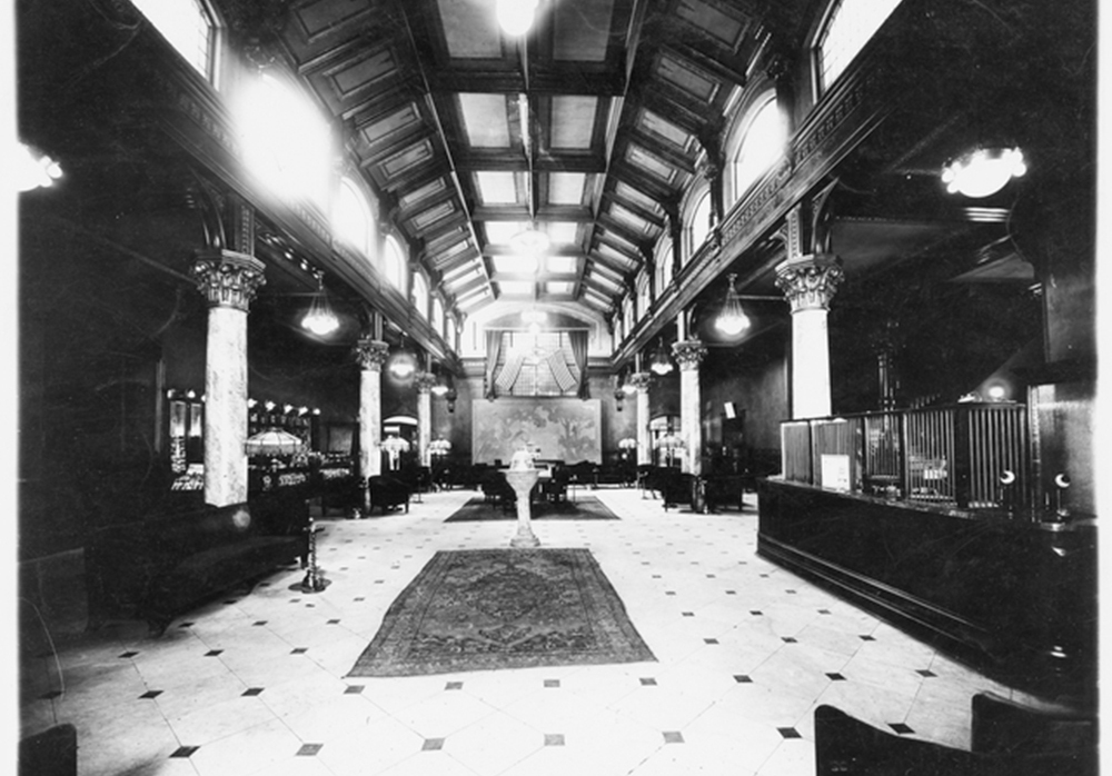 Ryan Hotel lobby, approximately 1910.