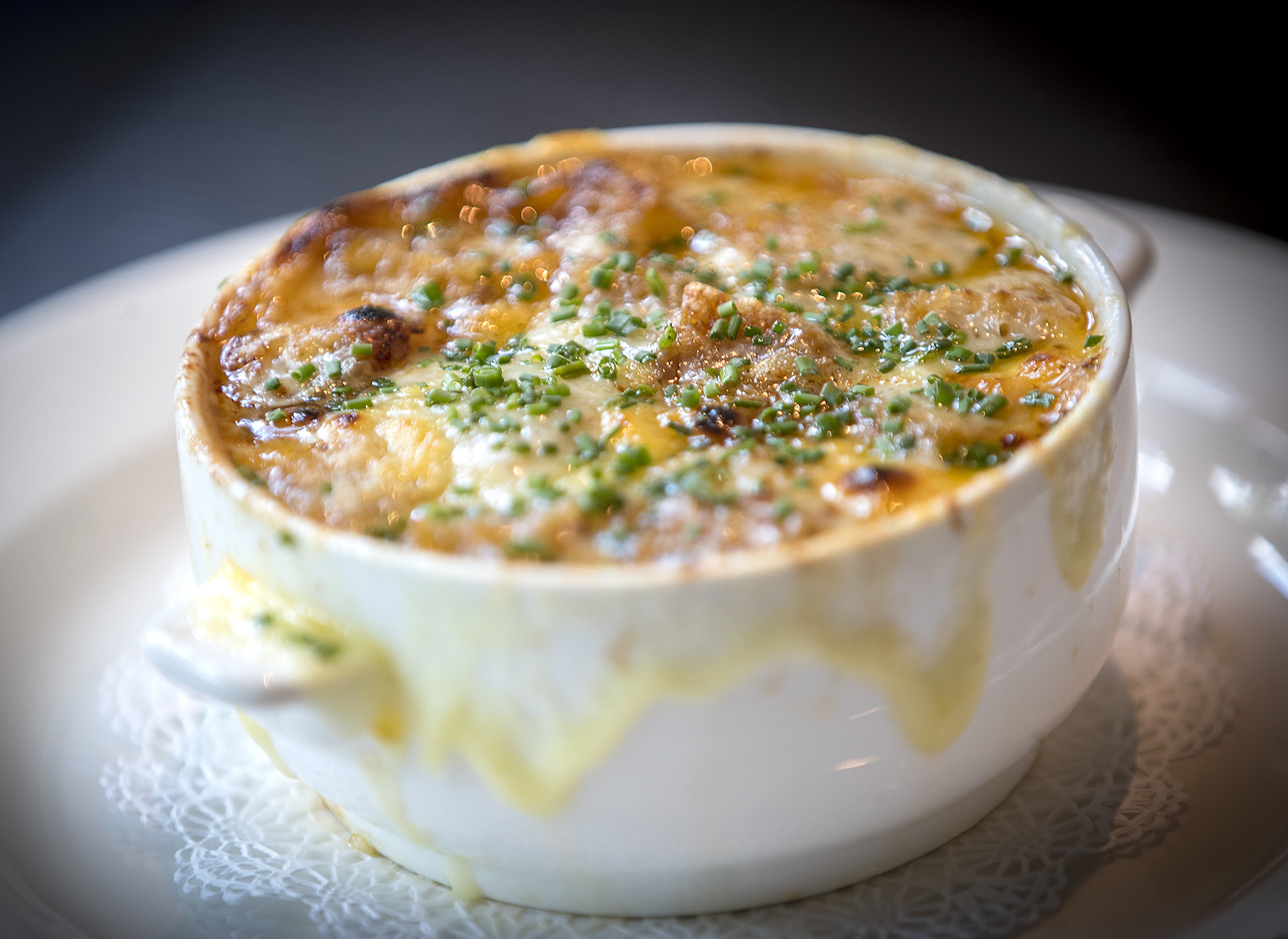 French onion soup at Bellecour in Wayzata.