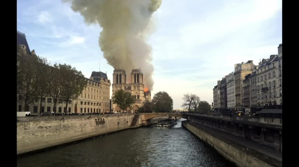 Firefighters are battling a massive blaze at the French capital's iconic Notre Dame Cathedral.