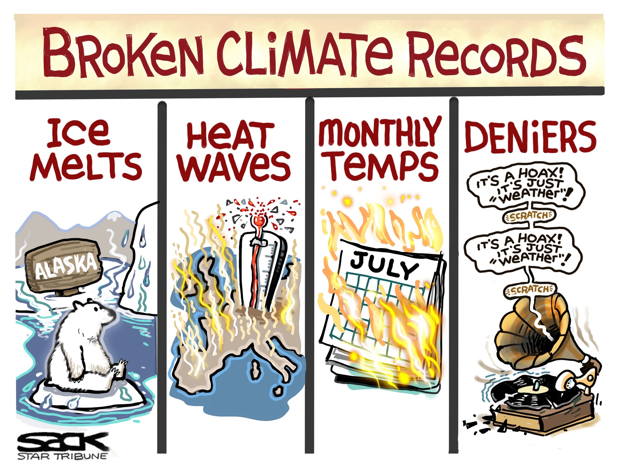 Sack cartoon: Climate change deniers