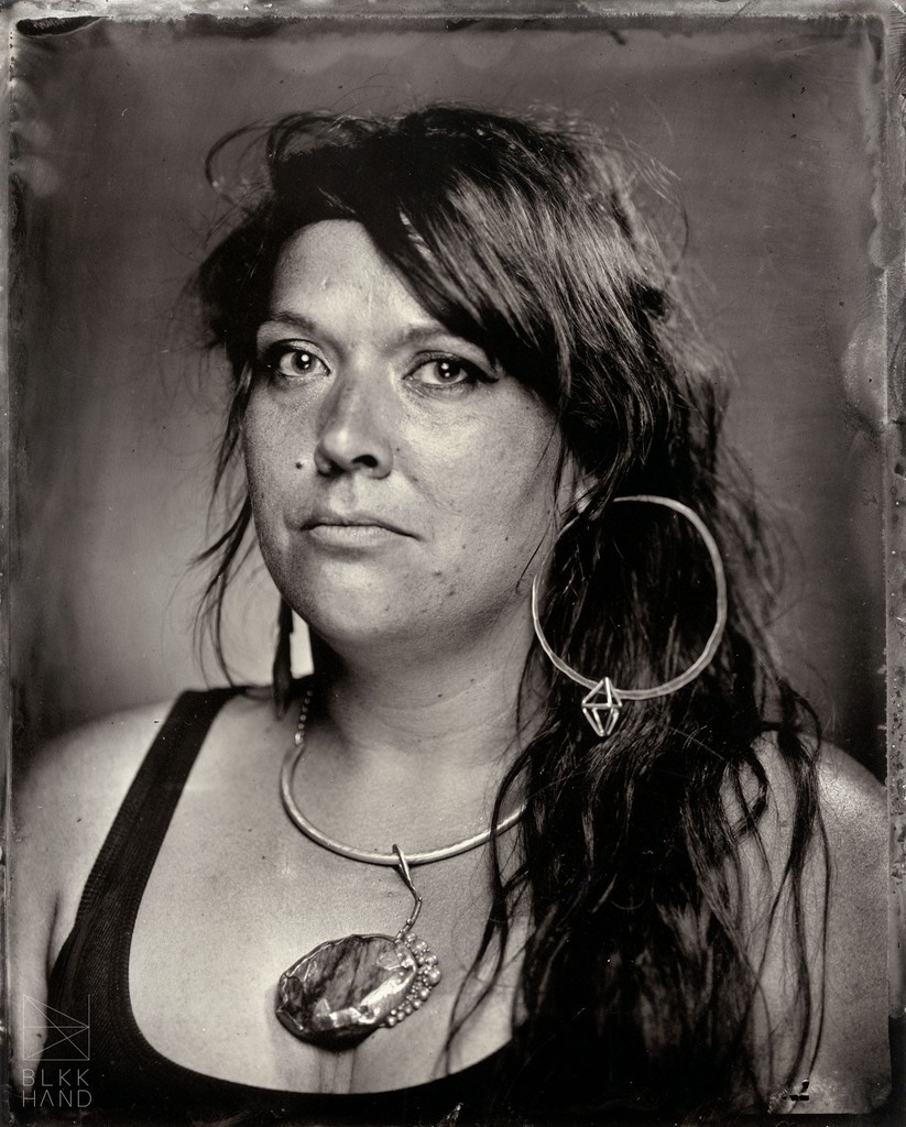 A tintype portrait of Betty Jäger taken by tintype photographer Carla Alexandra Rodriguez.