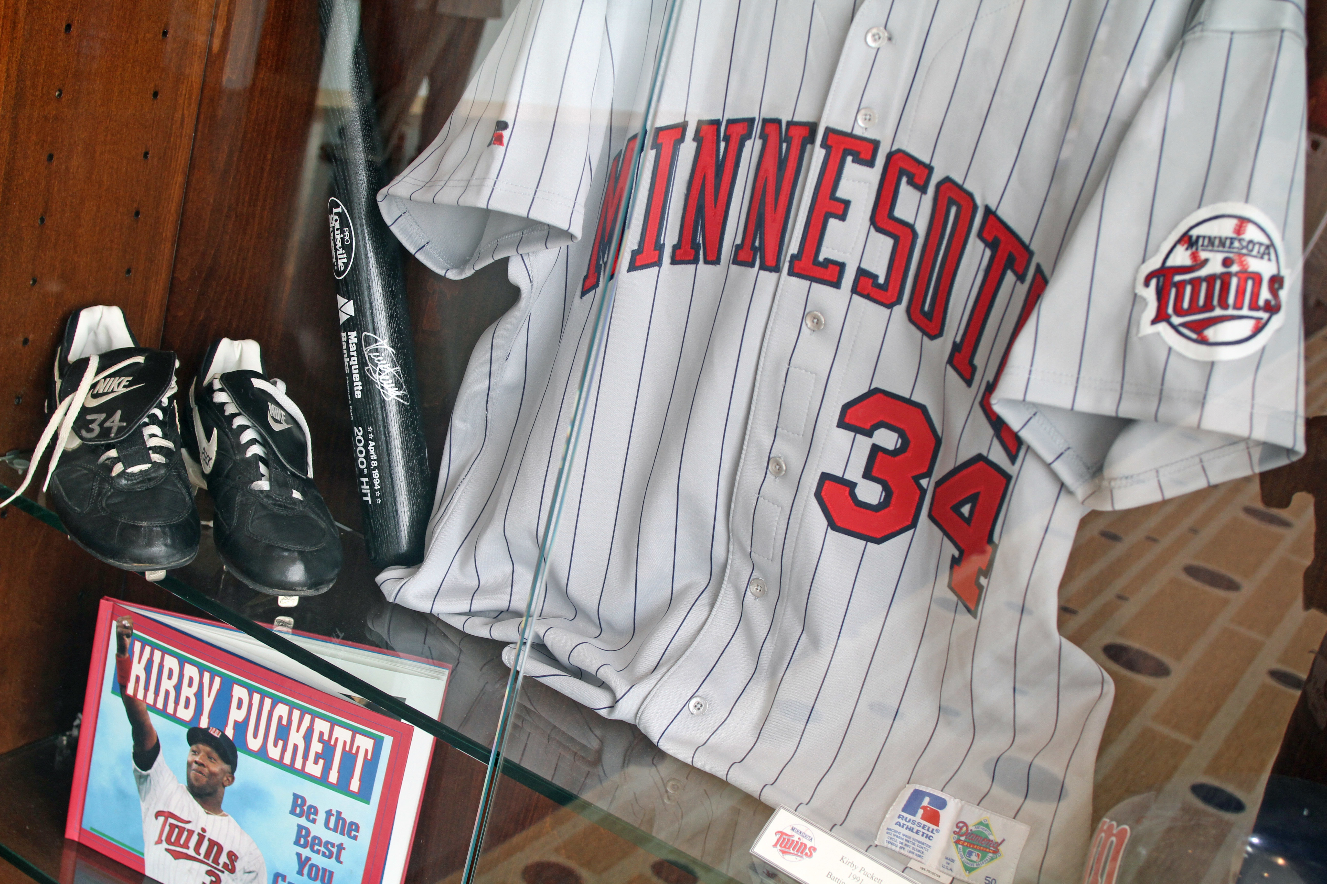 A display of Kirby Puckett items at Target Field.