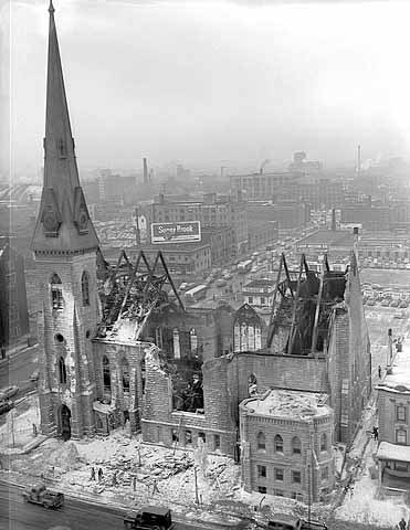 St. Olaf's Catholic Church the day after the 1953 fire.