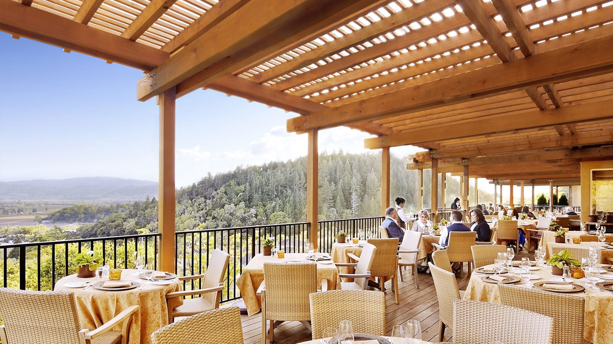 The terrace on the bistro of Auberge du Soleil in Napa Valley.