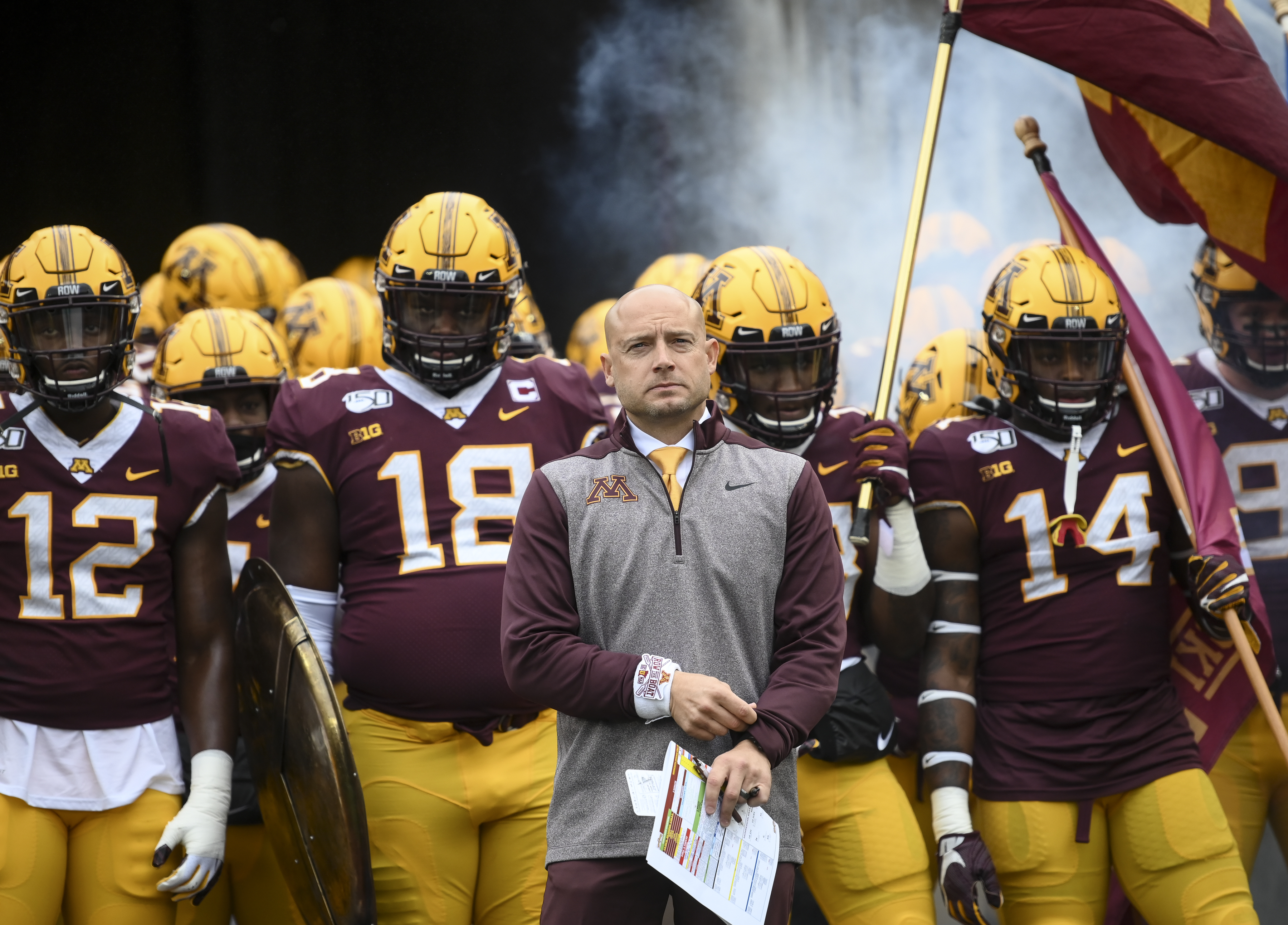 P.J. Fleck and the Gophers waited to take the field before playing at TCF Bank Stadium.