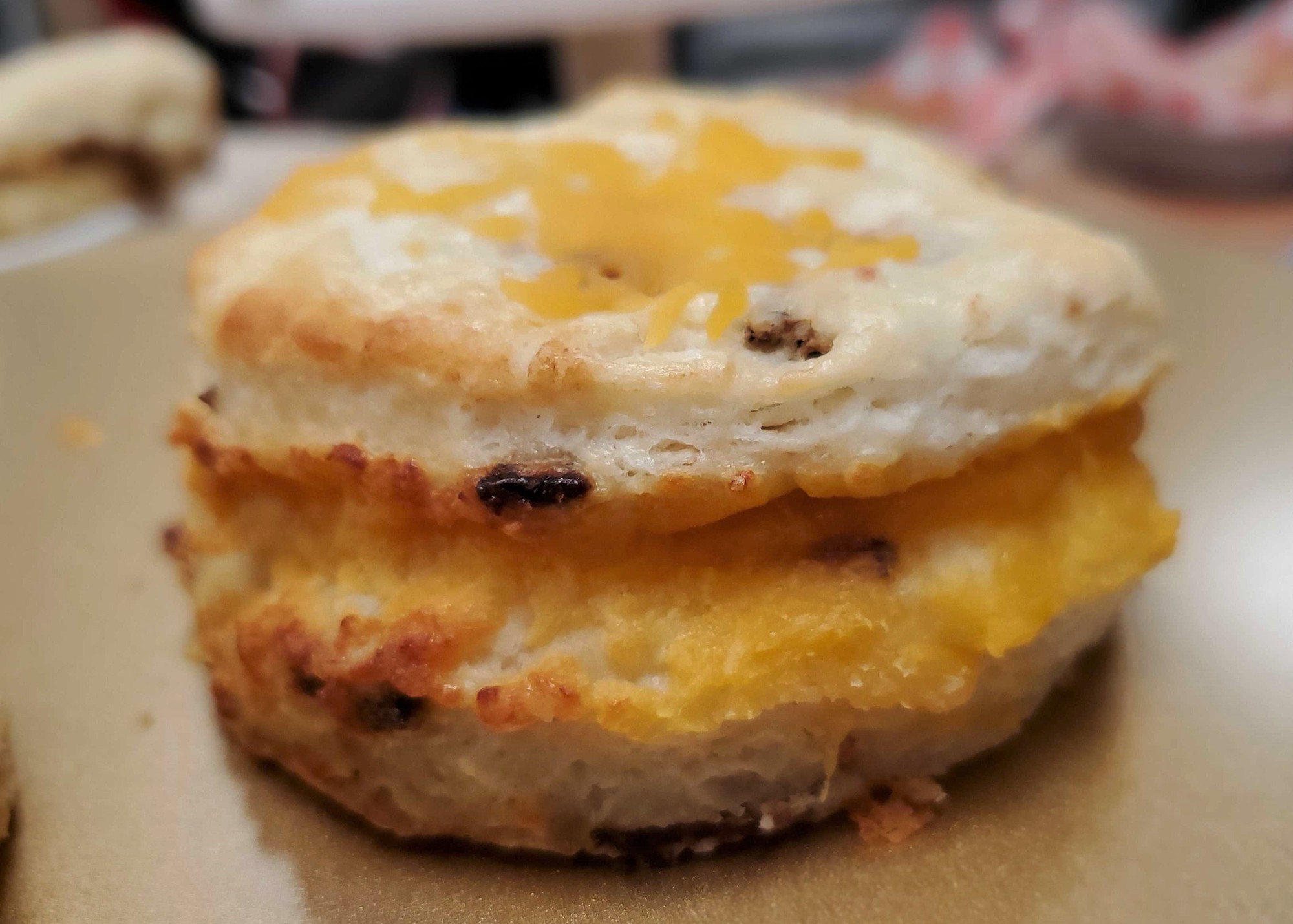 Bacon and cheddar biscuit from Betty & Earl's Biscuit Kitchen, Jason Matheson's new concept at Potluck food hall in Rosedale Center