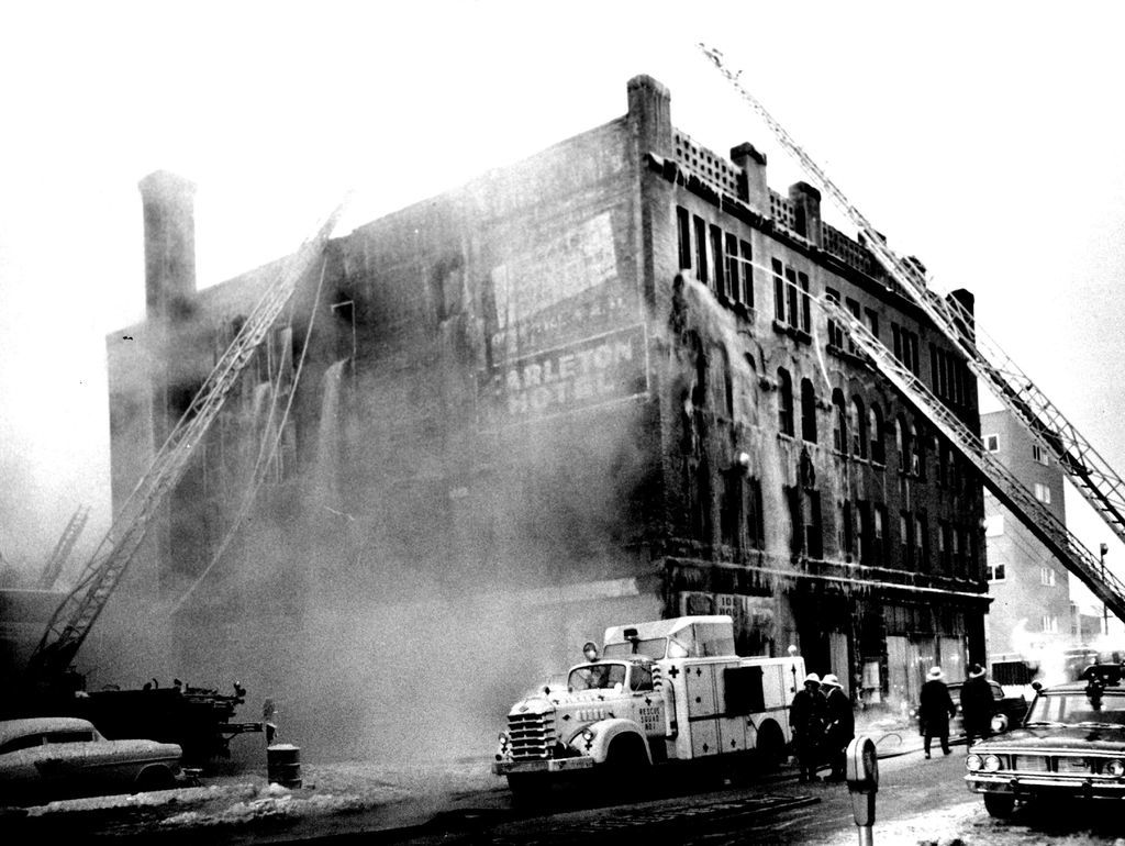 Carleton Hotel, 493 St. Peter St. in St.Paul, swept by fire.