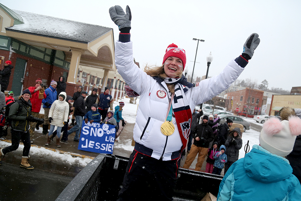 Jessie Diggins felt the love after winning gold and being honored with a parade April 14, 2018, in Stillwater.