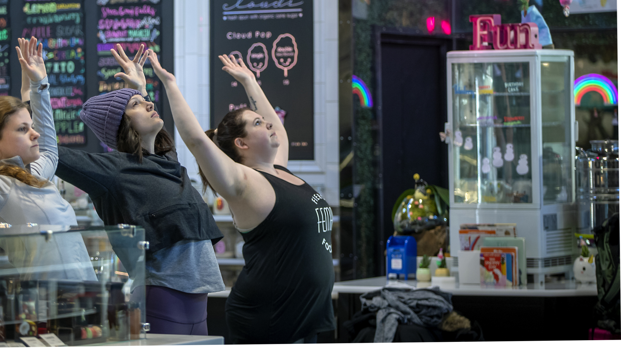 Minnesota-made offerings are the main draw at the bustling Keg and Case Market, which also hosts activities that range from early morning yoga, above, to trivia nights.