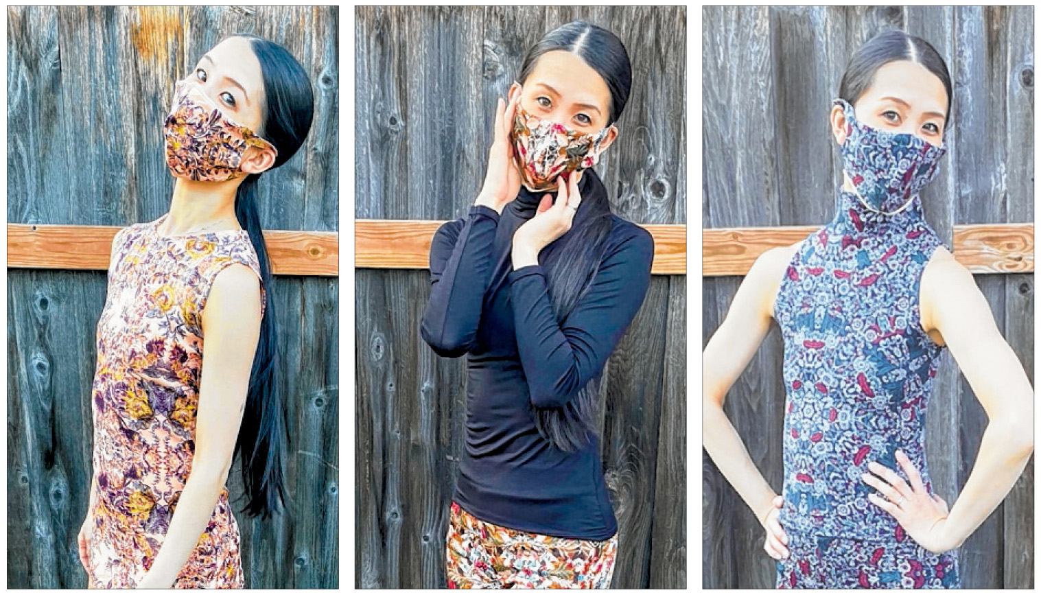 Yuki Tokuda, a dancer who lives in Minneapolis, sews her own clothes and, realizing she had extra fabric, decided to make matching masks.