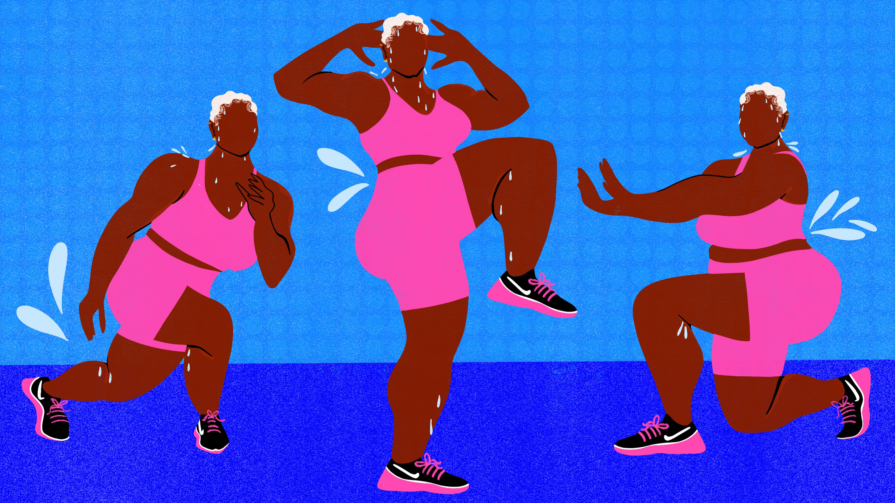 illustration of a woman doing different workout poses