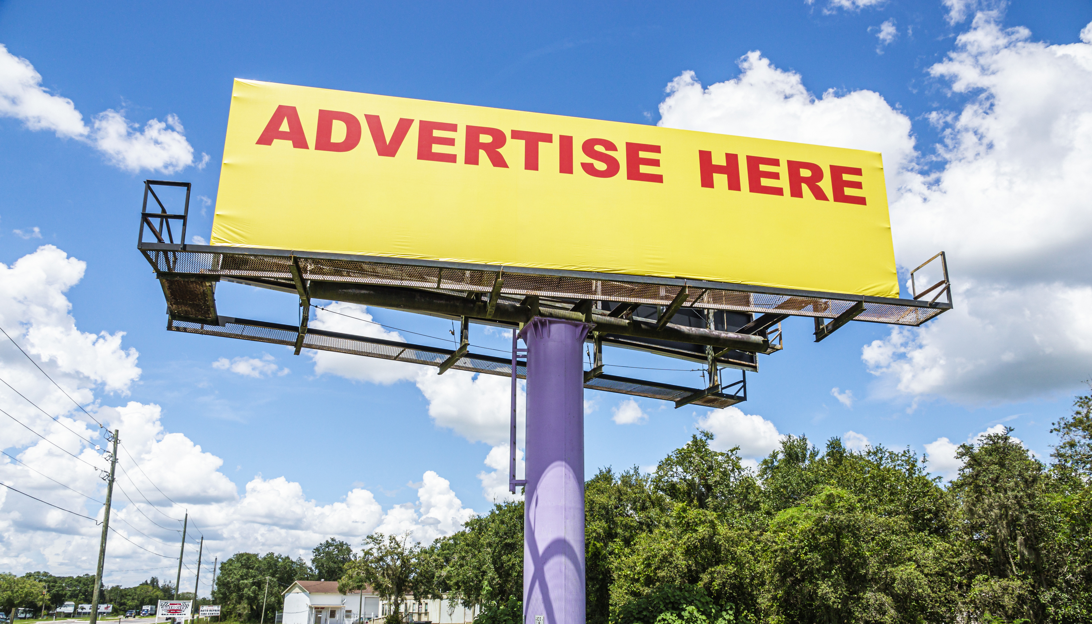 A roadside billboard in Arcadia, Florida, reads “Advertise Here.”