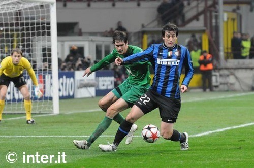 Milito v Rubin Kazan at the San Siro in the Champions League in 2009. We won that game 2-0. 