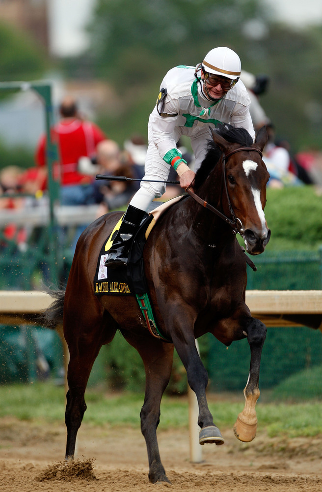 LOUISVILLE, KY - MAY 01: Jockey Calvin Borel rides Rachel Alexandra to victory during the 135th running of the Kentucky Oaks on May 1, 2009 at Churchill Downs in Louisville, Kentucky. (Photo by Jamie Squire/Getty Images)
