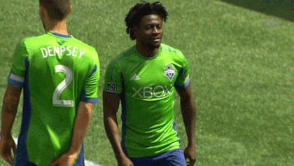 Oba has sounders bursting from his chest
