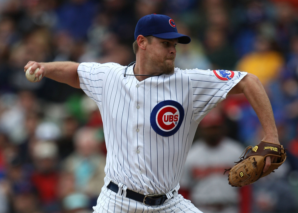 Kerry Wood of the Chicago Cubs closes out the Arizona Diamondbacks in the 9th inning for a save at Wrigley Field in Chicago, Illinois. The Cubs defeated the Diamondbacks 3-1. (Photo by Jonathan Daniel/Getty Images) 