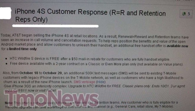 T-Mobile 4S offer