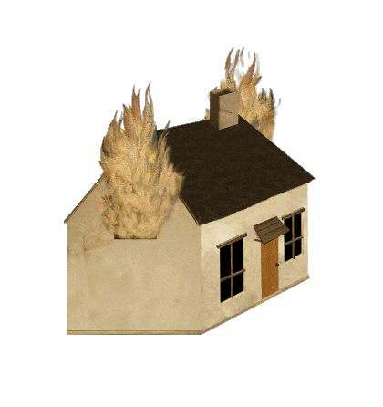 illustration of a house on fire