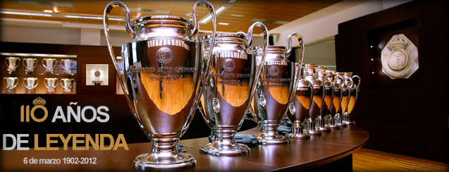 Real Madrid's nine European Cups (photo via Realmadrid.com)
