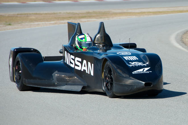 Marino Franchitti test-drives the new Nissan-powered Delta Wing Le Mans prototype. The revolutionary car, designed by Ben Bowlby, began its life as a concept for the 2012 IndyCar. (Photo: Nissan)