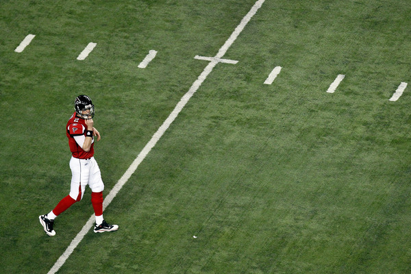 ATLANTA GA - JANUARY 15:  Matt Ryan #2 of the Atlanta Falcons walks on the field against the Green Bay Packers during their 2011 NFC divisional playoff game at Georgia Dome on January 15 2011 in Atlanta Georgia.  (Photo by Kevin C. Cox/Getty Images)