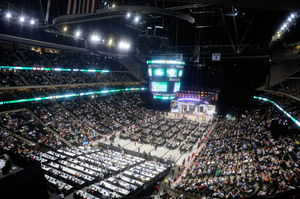 A general view of the draft floor during day one of the 2011 NHL Entry Draft at Xcel Energy Center  in St Paul, Minnesota.  (Photo by Hannah Foslien/Getty Images)