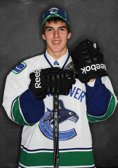 ST PAUL, MN - JUNE 25:  101st overall pick Joseph Labate by the Vancouver Canucks poses for a portrait during day two of the 2011 NHL Entry Draft at Xcel Energy Center on June 25, 2011 in St Paul, Minnesota.  (Photo by Nick Laham/Getty Images)