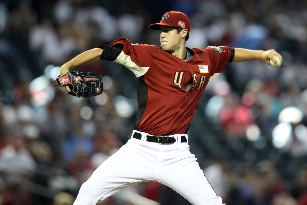 Tyler Skaggs started for the U.S. team in the All Star Futures Game. He pitched one scoreless inning.