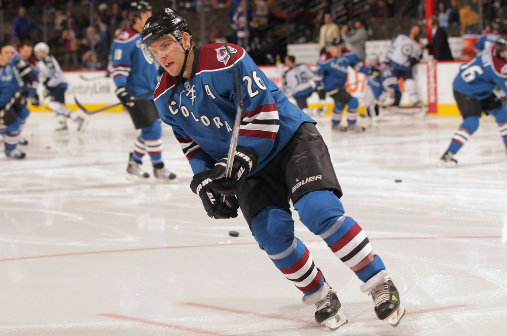 DENVER, CO - DECEMBER 27:  Paul Stastny #26 of the Colorado Avalanche warms up prior to facing the Winnipeg Jets at the Pepsi Center on December 27, 2011 in Denver, Colorado.  (Photo by Doug Pensinger/Getty Images)