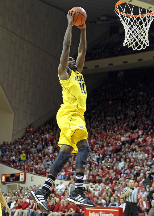 BLOOMINGTON, IN - JANUARY 05:  Tim Hardaway Jr. of the Michigan Wolverines dunks the ball during the Big Ten Conference game against the Indiana Hoosiers at Assembly Hall on January 5, 2012 in Bloomington, Indiana.  (Photo by Andy Lyons/Getty Images)
