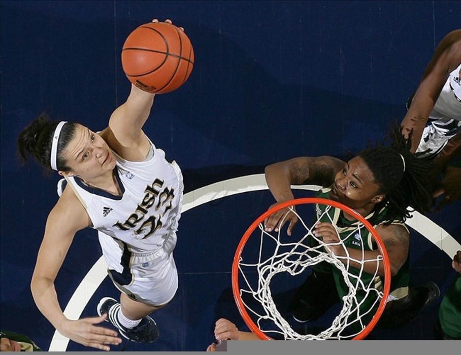 While Notre Dame Fighting Irish forward Devereaux Peters is one of the nation's top rebounders, players like Kayla McBride have also had to step up on the boards against UConn. <em> Matt Cashore-US PRESSWIRE</em>