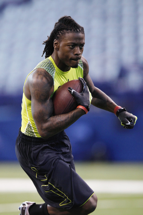 INDIANAPOLIS, IN - FEBRUARY 28: Defensive back Dre Kirkpatrick of Alabama participates in a drill during the 2012 NFL Combine at Lucas Oil Stadium on February 28, 2012 in Indianapolis, Indiana. (Photo by Joe Robbins/Getty Images)