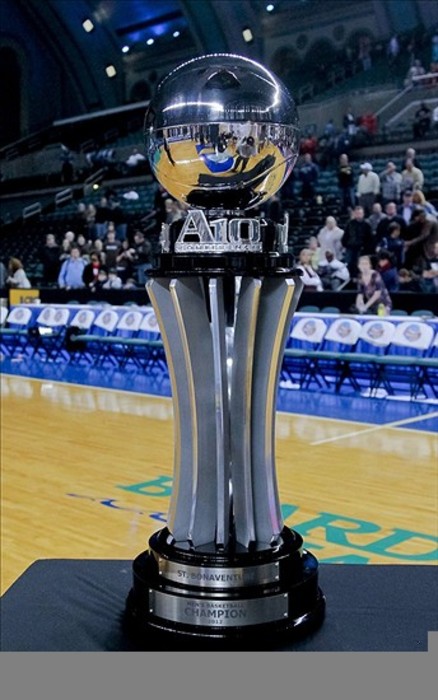 Mar 11, 2012; Atlantic City, NJ, USA;  2012 Atlantic 10 Tournament trophy at Boardwalk Hall. 