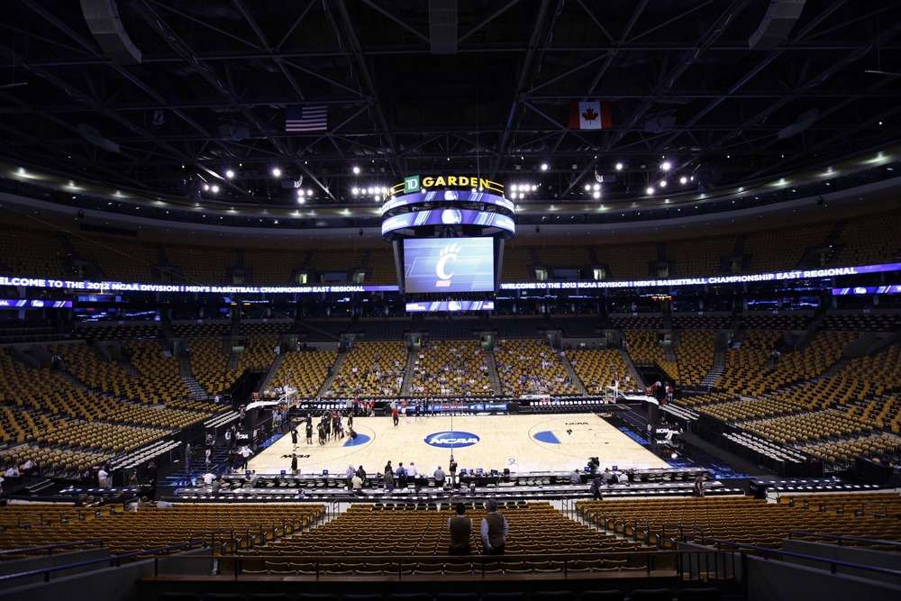Mar 21, 2012; Boston, MA, USA; A general view during Cincinnati Bearcats practice the day before the semifinals of the east region of the 2012 NCAA men's basketball tournament at TD Garden.  Mandatory Credit: Greg M. Cooper-US PRESSWIRE