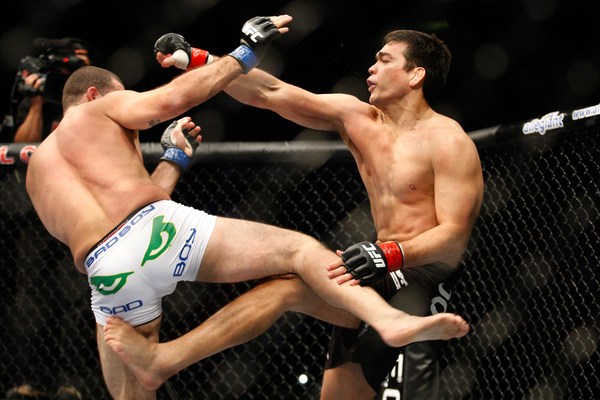 MONTREAL- MAY 8: Lyoto Machida (R) fights Mauricio "Shogun" Rua in their light heavyweight bout at UFC 113 at Bell Centre on May 8, 2010 in Montreal, Quebec, Canada.  (Photo by Richard Wolowicz/Getty Images)
