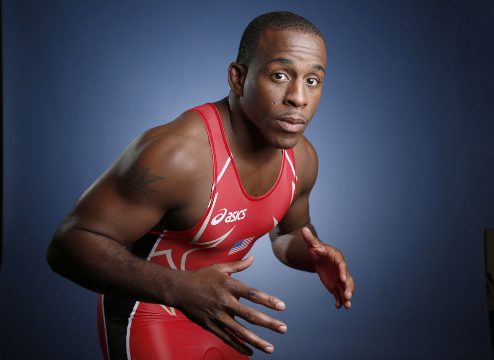 May 15, 2012; Dallas, TX, USA; Team USA men's wrestler Justin Lester during a portrait session at the 2012 Team USA Media Summit at the Hilton Anatole. Mandatory Credit: Jim Cowsert-US PRESSWIRE