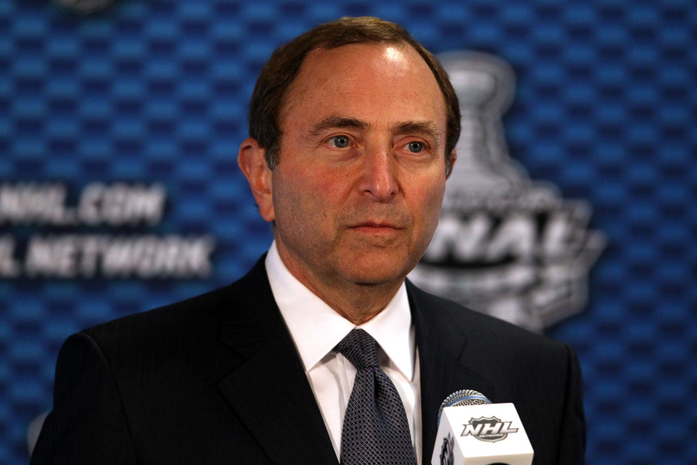 Gary Bettman has made the remark that he hopes to start labor negotiations with the NHLPA "soon".  (Photo by Elsa/Getty Images)