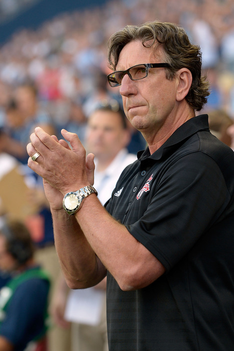 KANSAS CITY, KS - JUNE 16:  Head coach Paul Mariner of Toronto FC looks on from the sidelines during the MLS game against Sporting KC on June 16, 2012 at Livestrong Sporting Park in Kansas City, Kansas.  (Photo by Jamie Squire/Getty Images)