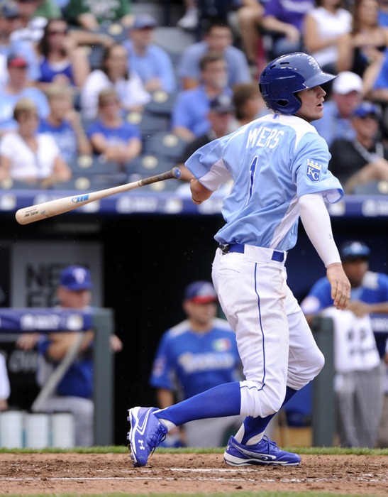 July 8, 2012; Kansas City, MO, USA; USA batter Wil Myers drives in a run with a fielder's choice during the third inning of the 2012 All Star Futures Game at Kauffman Stadium.  Mandatory Credit: H. Darr Beiser-USA TODAY Sports via US PRESSWIRE