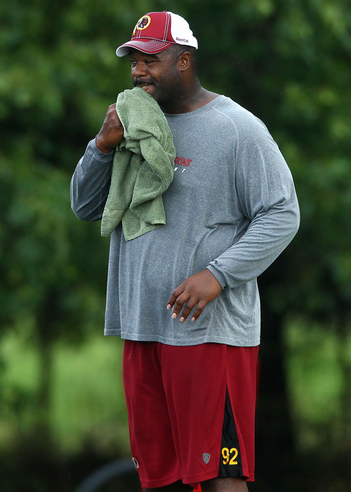 ASHBURN VA - JULY 29:  Defensive lineman Albert Haynesworth #92 works out after practice during the Redskins first day of training camp on July 29 2010 in Ashburn Virginia.  (Photo by Win McNamee/Getty Images)