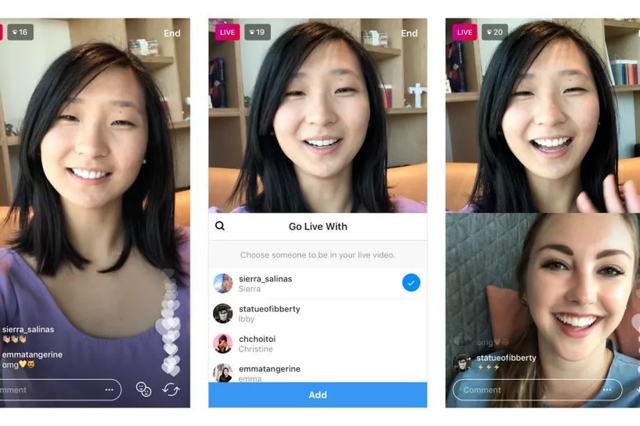 Instagram live broadcast with friends
